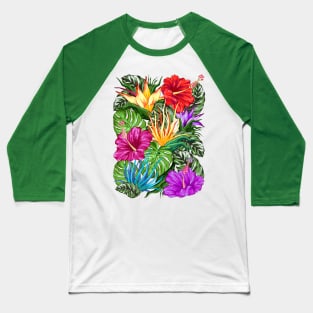 Tropical Flora Summer Mood Baseball T-Shirt